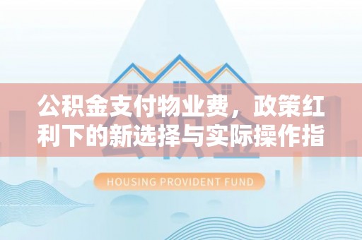 宁强公积金支付物业费，政策红利下的新选择与实际操作指南