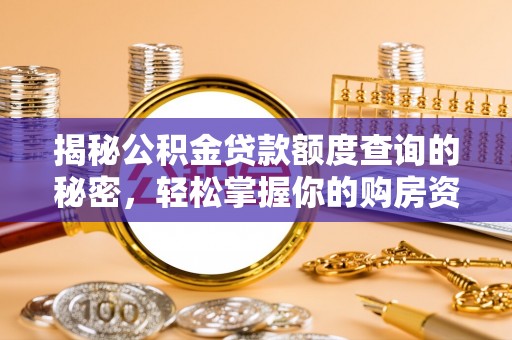 宁强揭秘公积金贷款额度查询的秘密，轻松掌握你的购房资金