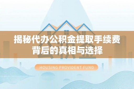 宁强揭秘代办公积金提取手续费背后的真相与选择